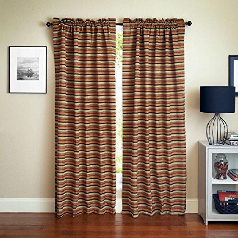 Blazing Needles 108-inch by 52-inch Patterned Jacquard Chenille Curtain Panels (Set of 2) - Cadillac