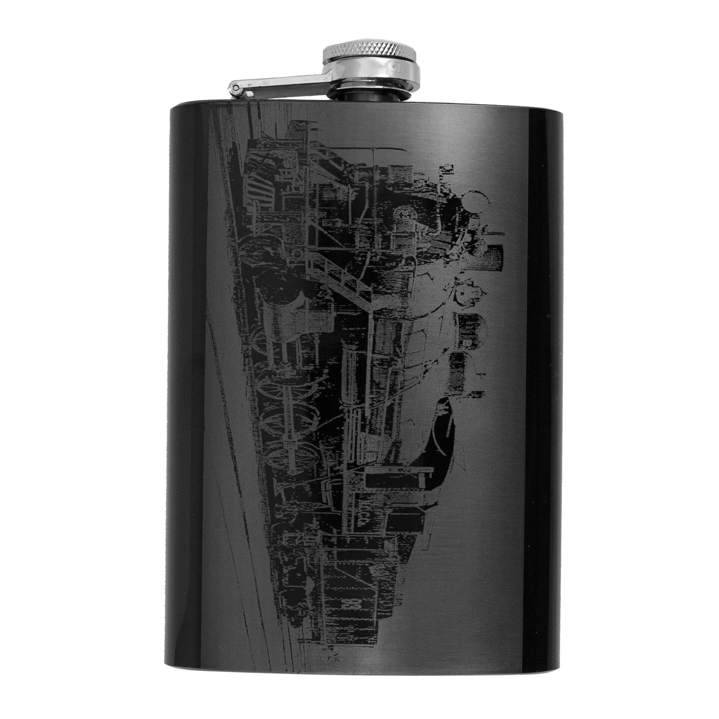 8oz BLACK Steam Locomotive Flask Train Novelty 8oz BLACK Steam Locomotive Flask Train Novelty