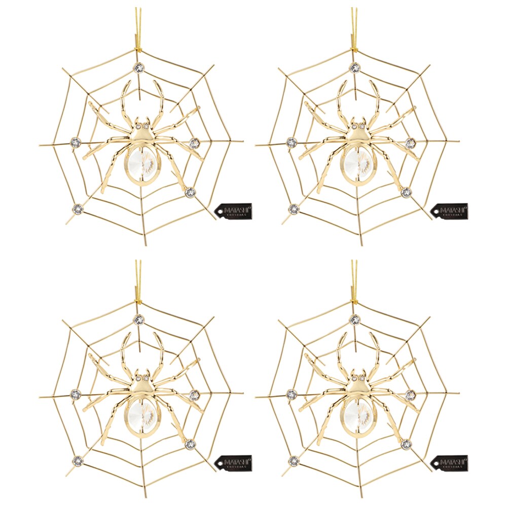 Lot Of (4) Matashi 24K Gold Plated Crystal Studded Lucky Spider Hanging