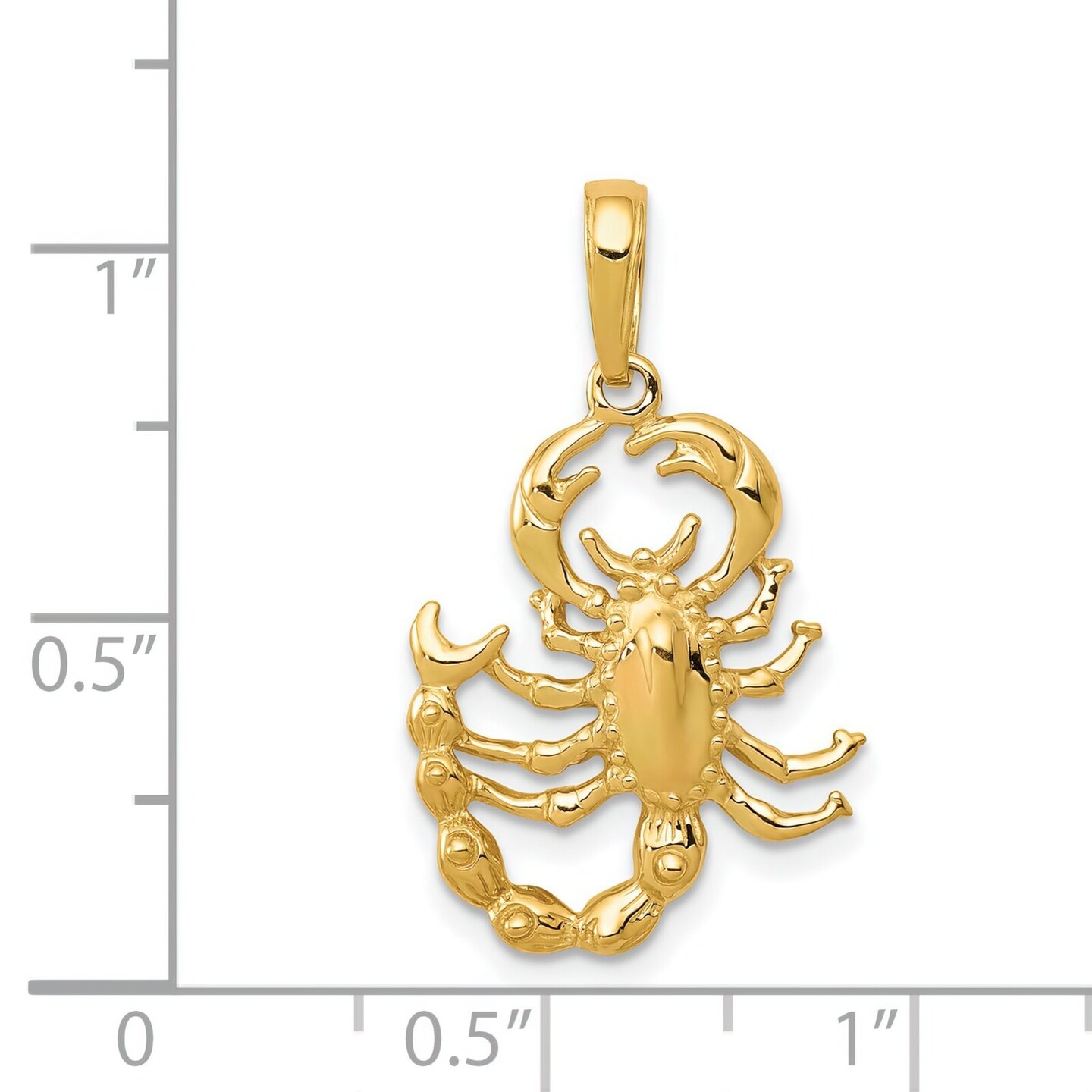 14K Yellow Gold Scorpion Charm Scorpio Zodiac Pendant Jewerly 24.5mm x 15.5mm