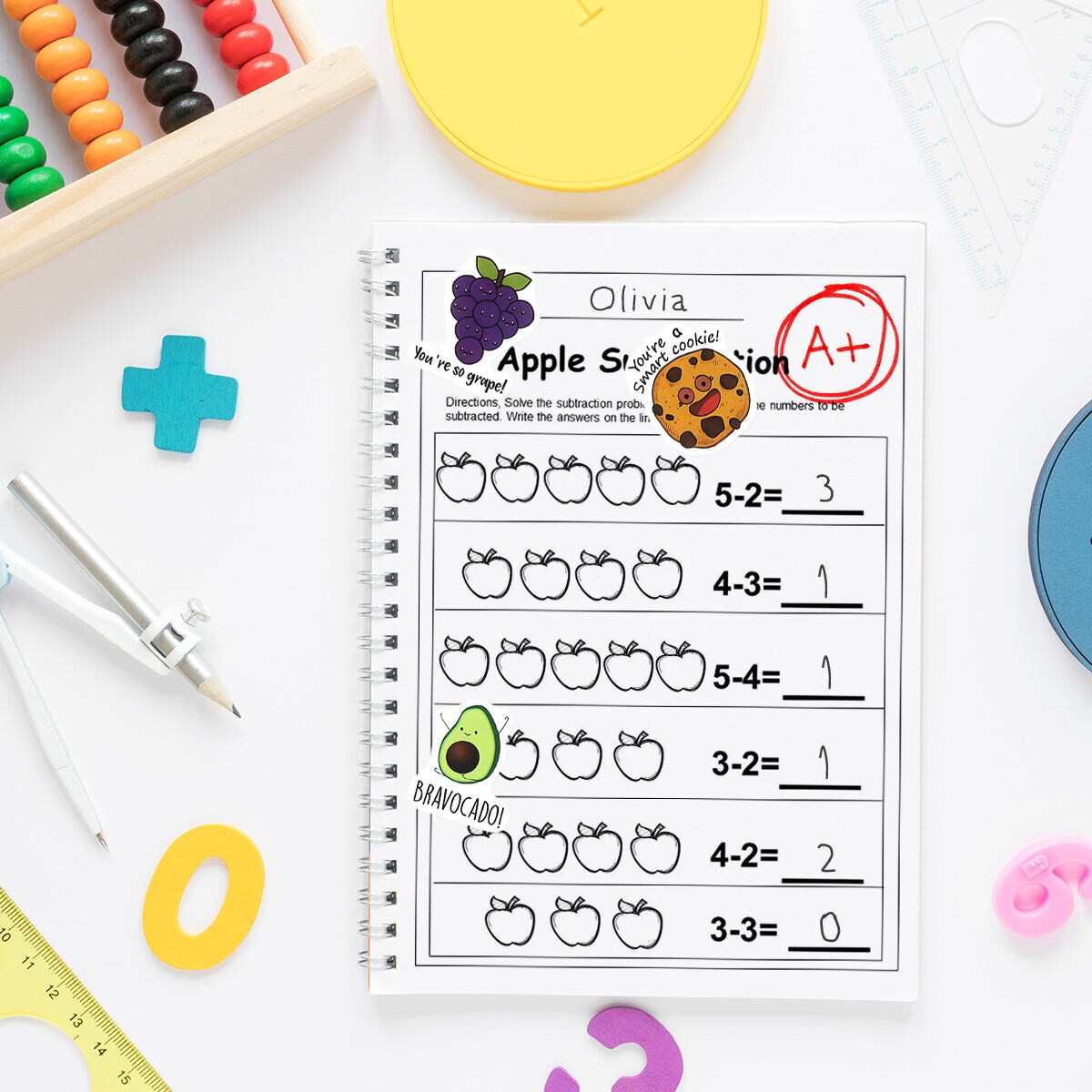 Wrapables Motivational Reward Vinyl Stickers for Teachers, Students, Classrooms 8 Sheets (160pcs), Food & Animals