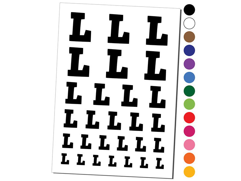 Letter L Uppercase Fun Bold Font Temporary Tattoo Water Resistant Fake Body Art Set Collection
