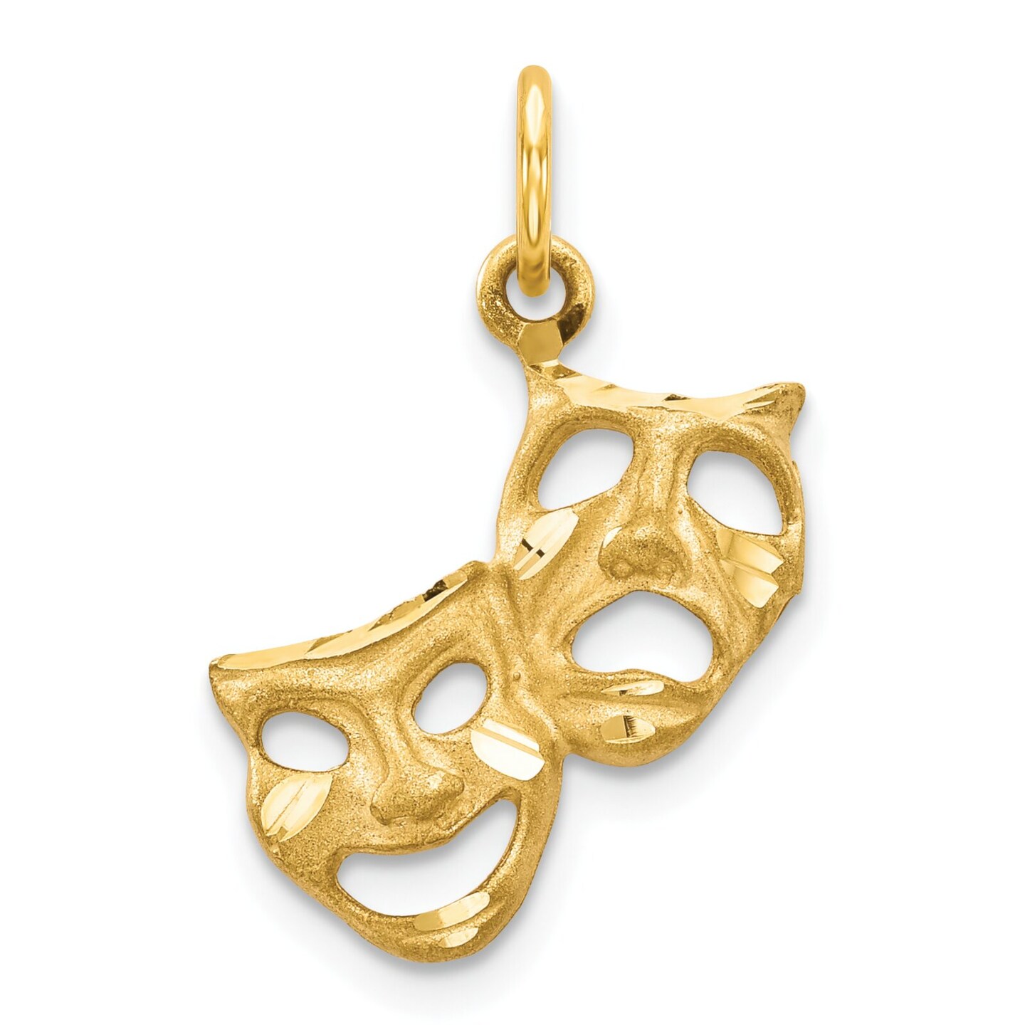10K Gold Comedy &#x26; Tragedy Charm Smile Now Cry Later |A Jewerly 21mm x 16mm