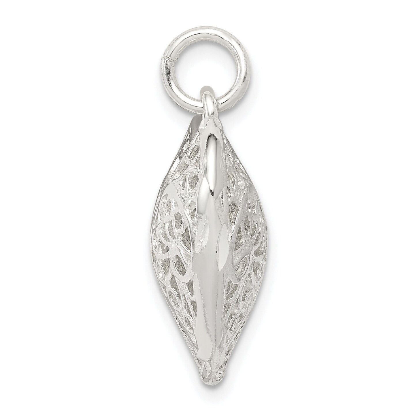 Sterling Silver Filigree Heart Charm Love Jewelry 21mm x 20mm