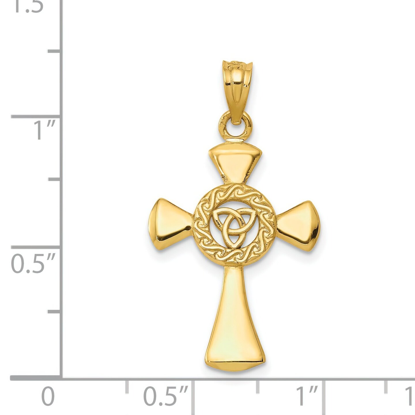 14K Yellow Gold Celtic Knot Cross Pendant Charm Jewelry 33 X 17mm