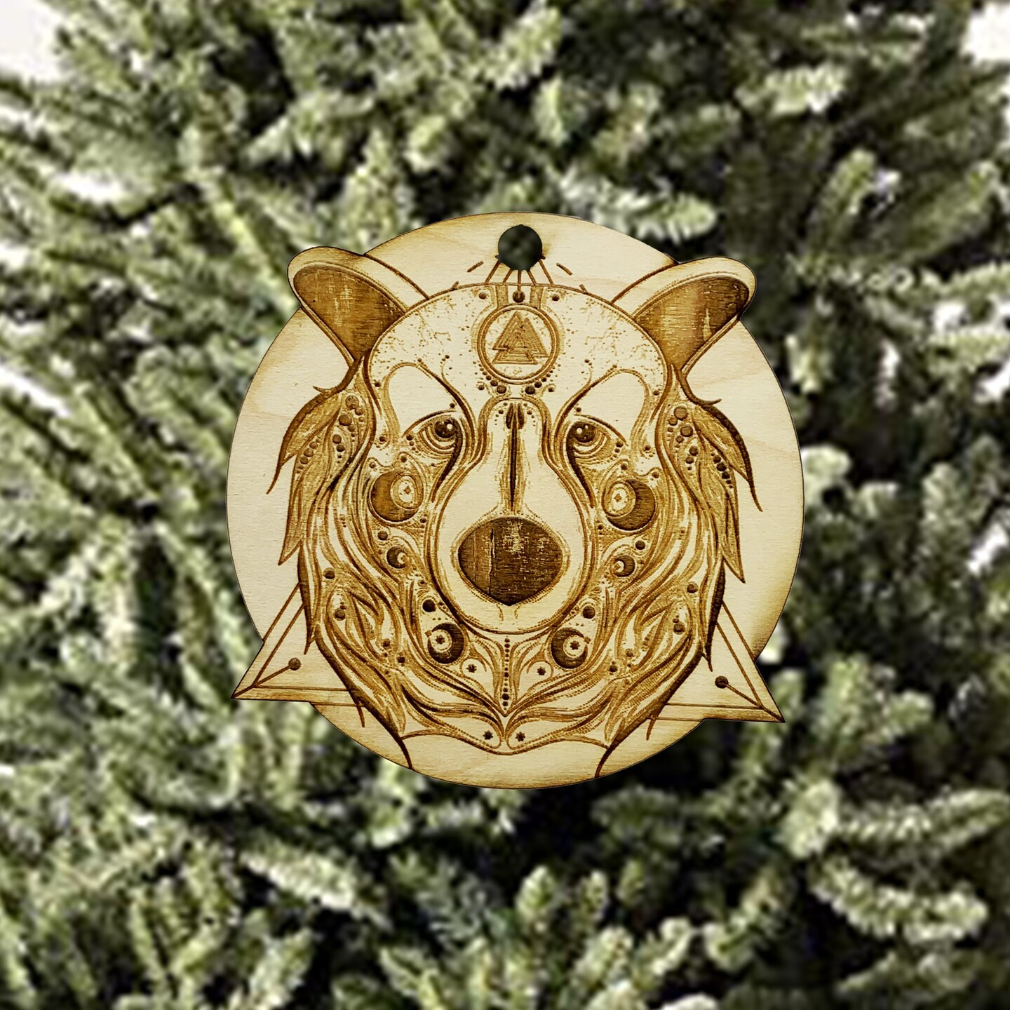 Ornament - Bear Valknut - Raw Wood Ornament - Bear Valknut - Raw Wood