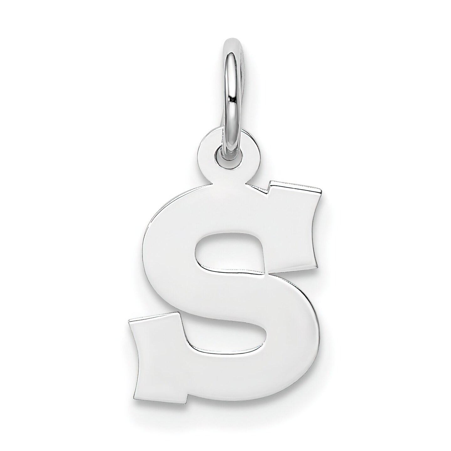 Sterling Silver Small Block Initial Letter S Charm Jewerly 16mm x 10mm