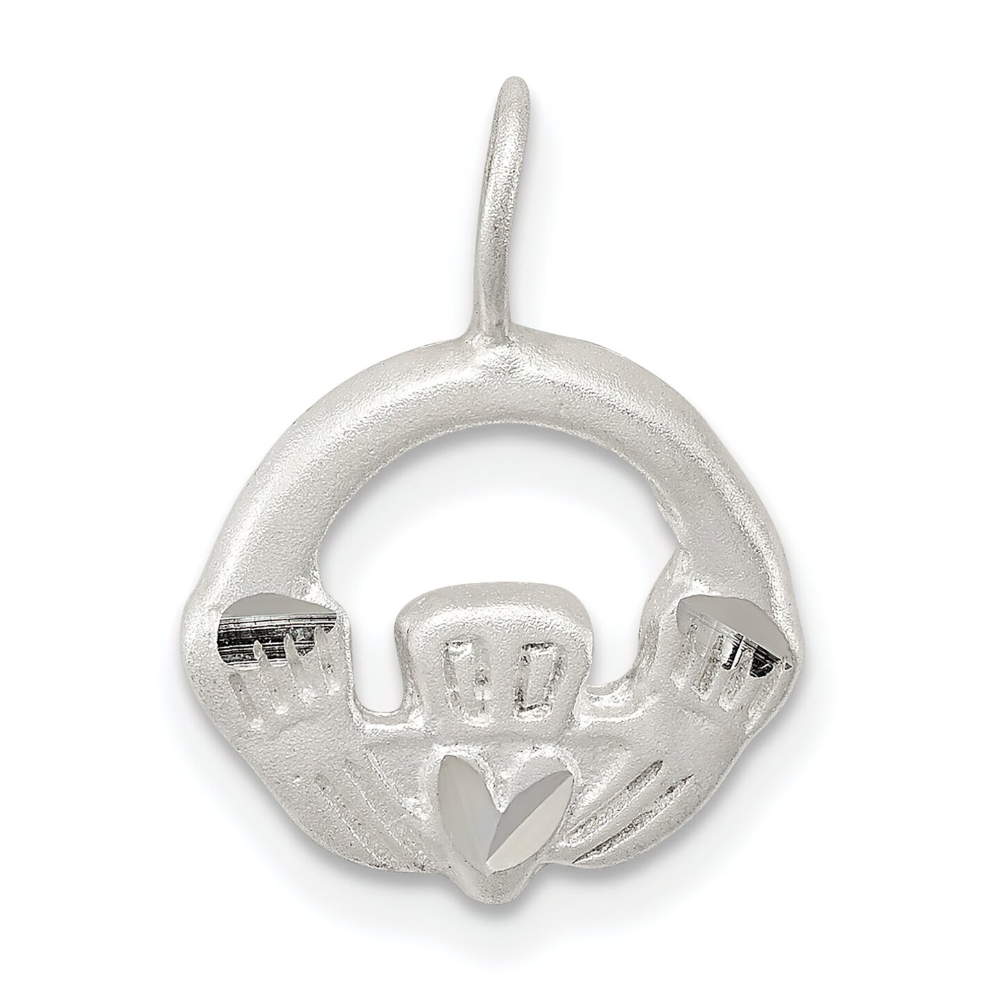 Sterling Silver Claddagh Charm Pendant Irish Jewelry 19mm x 14mm