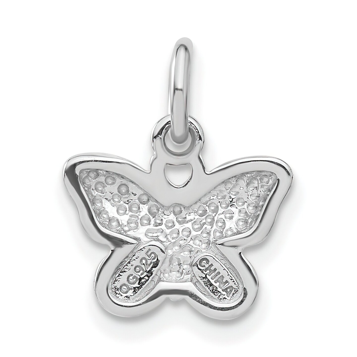 Sterling Silver Enameled Purple Butterfly Charm Jewelry 21mm x 16mm