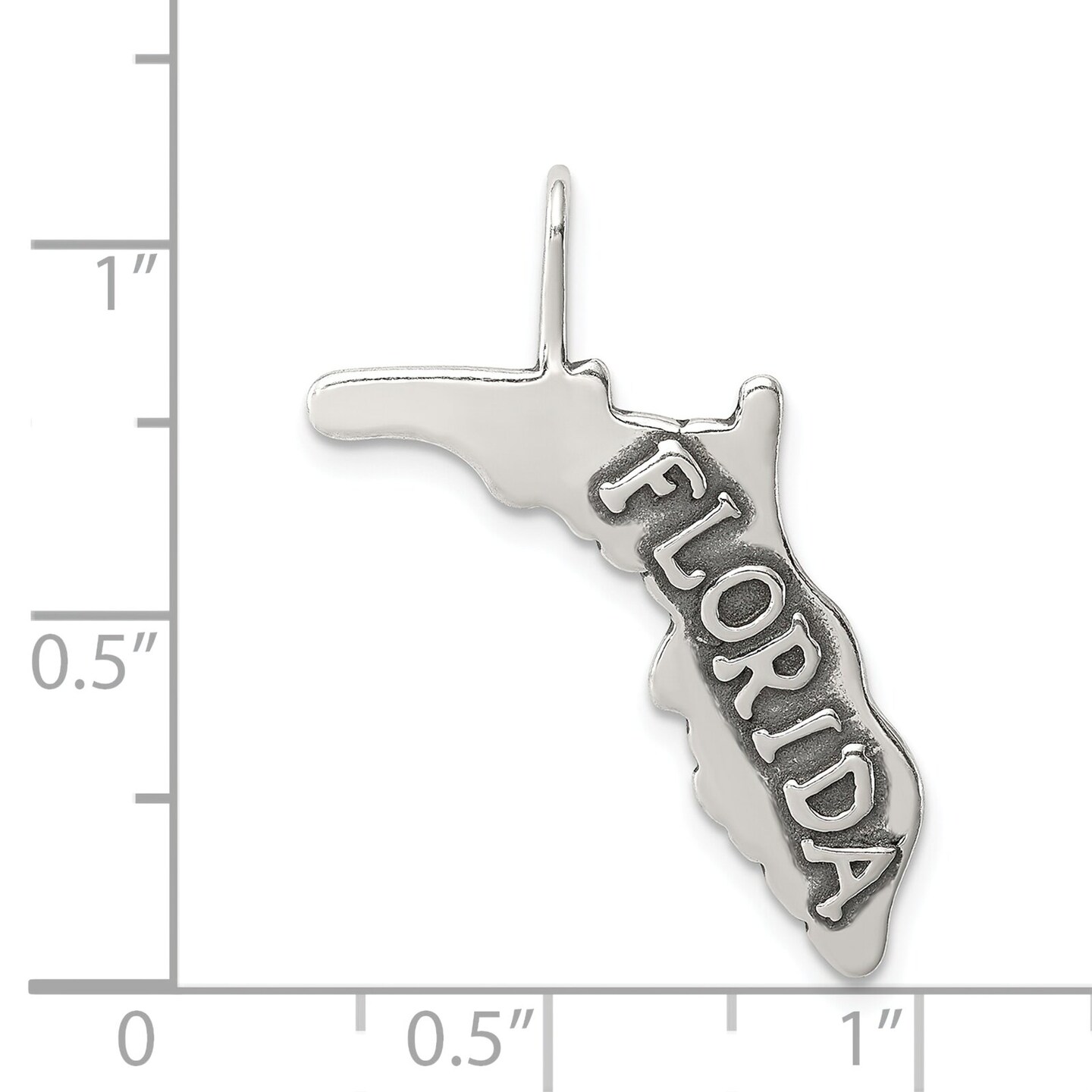 Sterling Silver Antiqued Florida State Charm Pendant Jewerly 24mm x 23mm