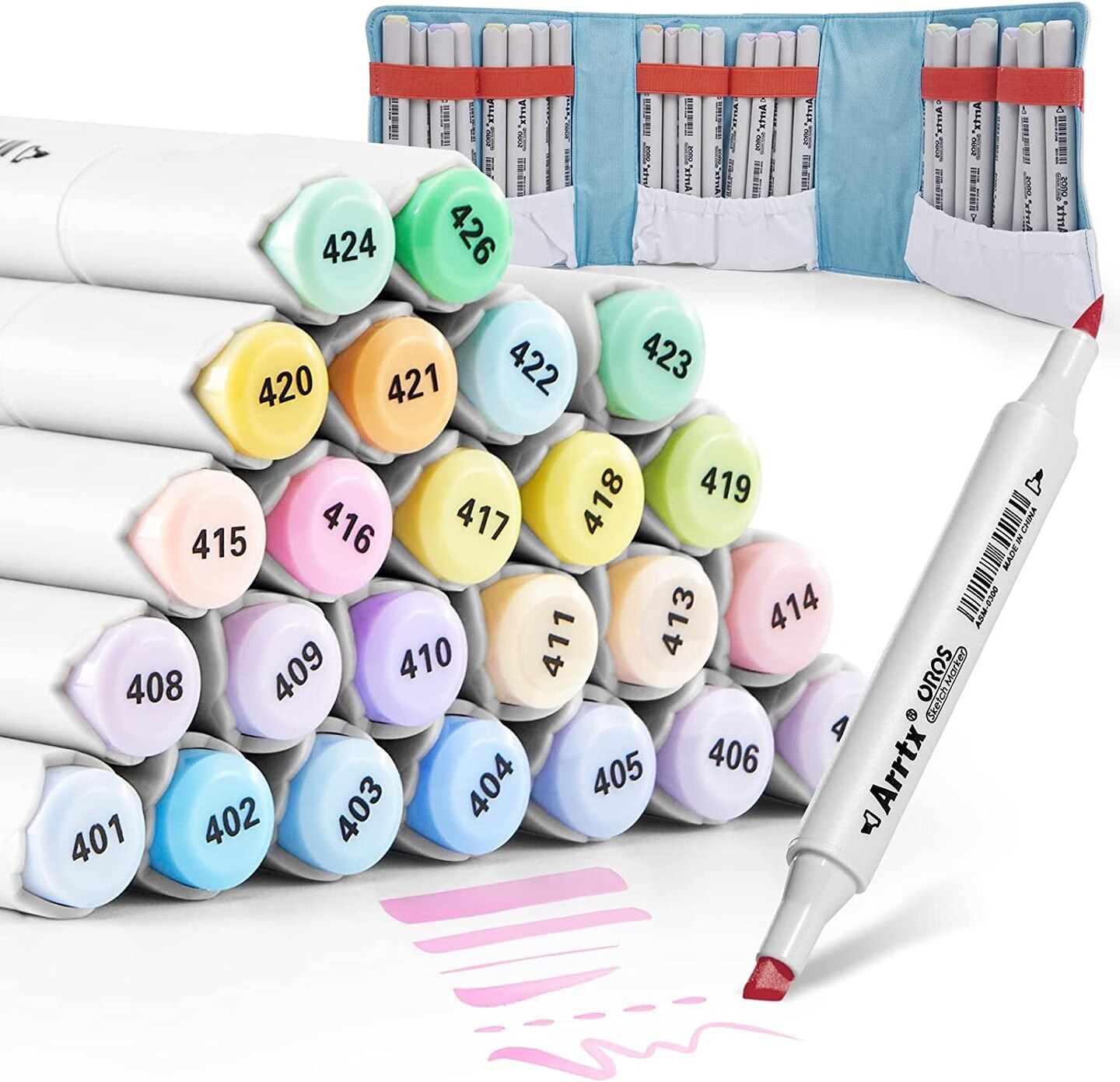 Pastel Markers ALP 40 Colors,Alcohol Based Markers Set,Brush and Fine