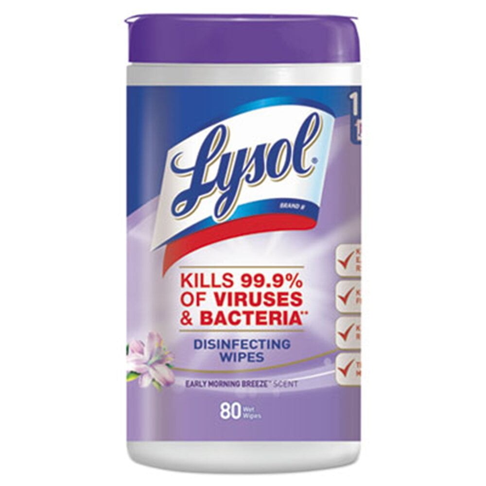 Lysol Disinfecting Wipes, Early Morning Breeze, 7 x 8, 80/Canister (Pack of 3)