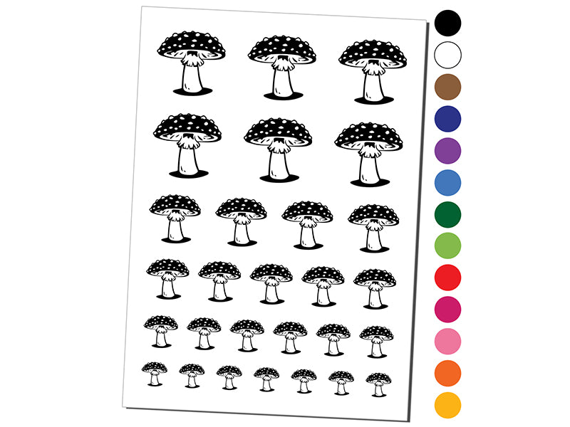 Amanita Muscaria Fly Agaric Poisonous Mushroom Whimsical Toadstool Temporary Tattoo Water Resistant Set Collection