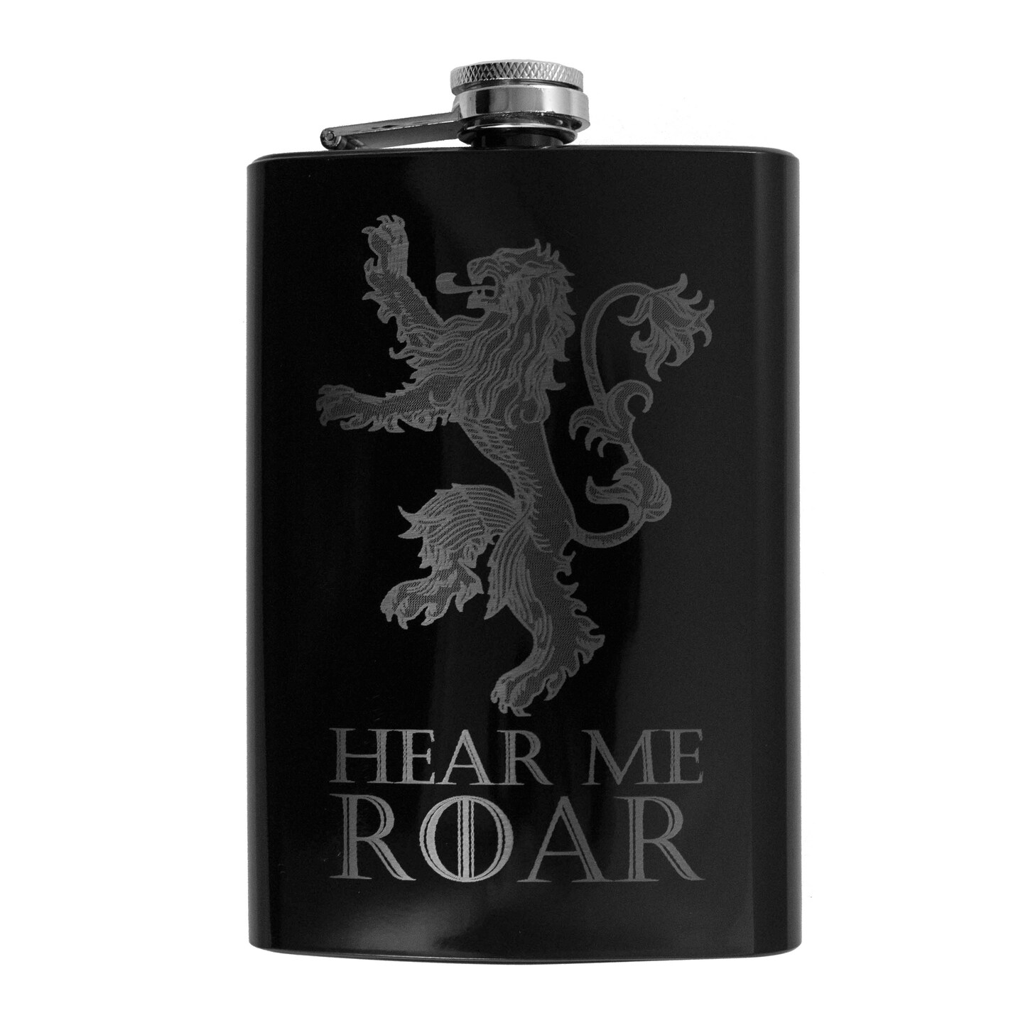 8oz BLACK Hear Me Roar Flask | Michaels