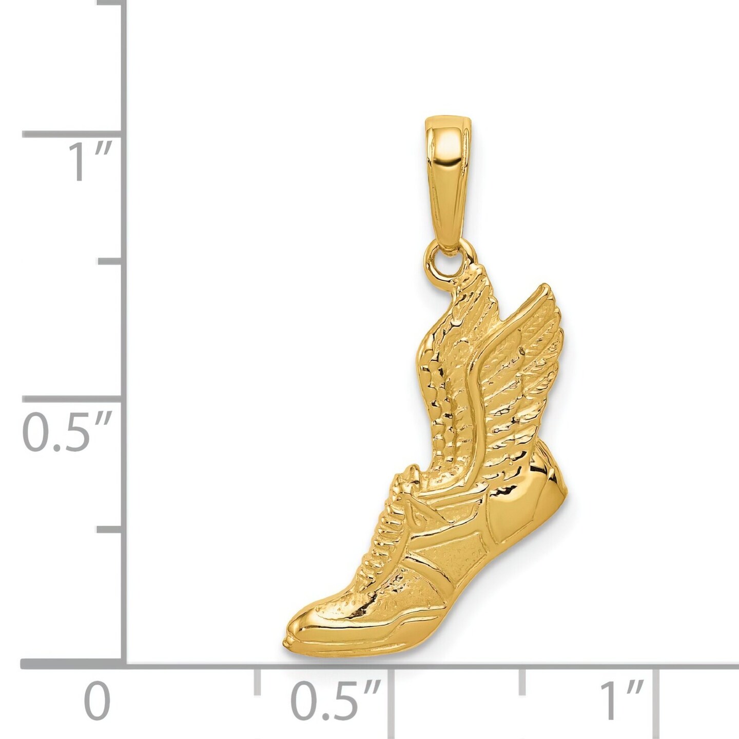 14K Gold Running Shoe w/ Wings Charm Sneaker Pendant