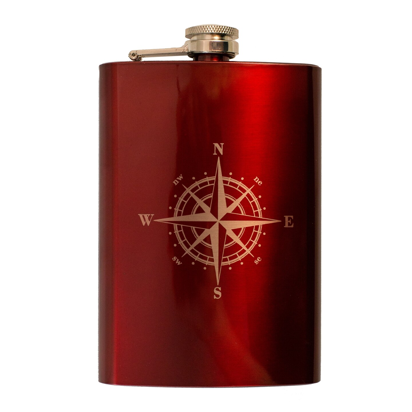 8oz RED Compass Rose Flask Hiking and Sailing Novelty 8oz RED Compass Rose Flask Hiking and Sailing Novelty
