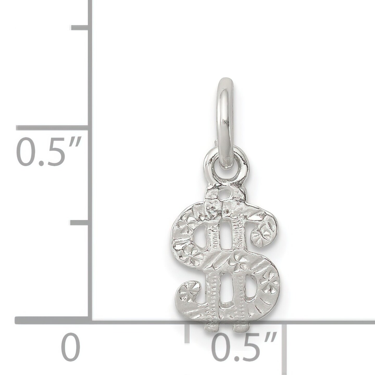 Sterling Silver Dollar Sign Charm Pendant Money Jewelry 12 X 7mm 