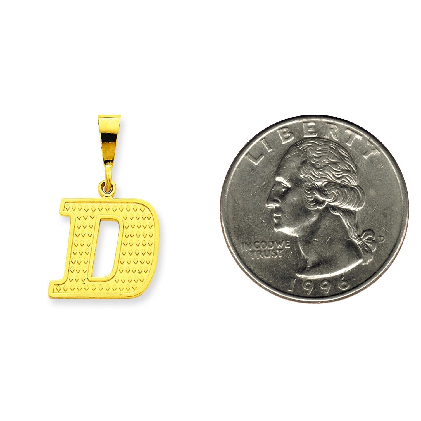 14K Yellow Gold Initial D Charm Letter Pendant Jewelry 26mm x 15mm