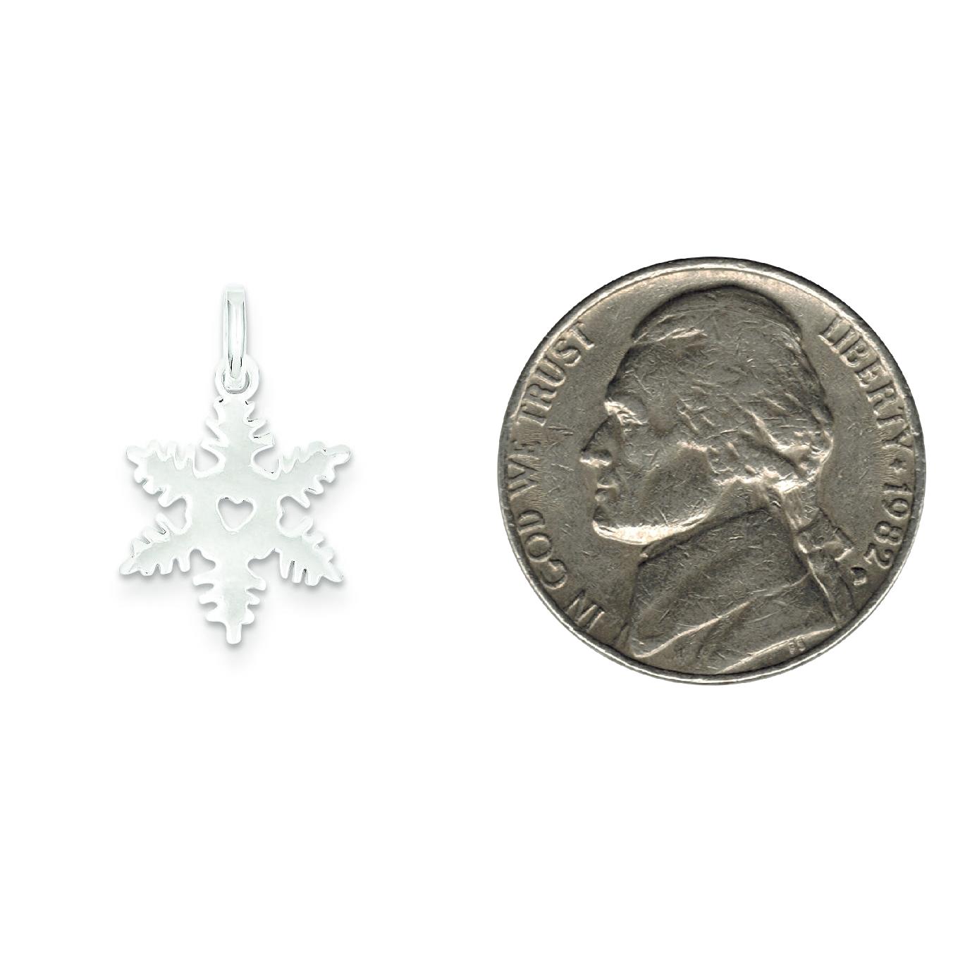Sterling Silver Snowflake Charm Pendant Winter Jewelry 22mm x 15mm