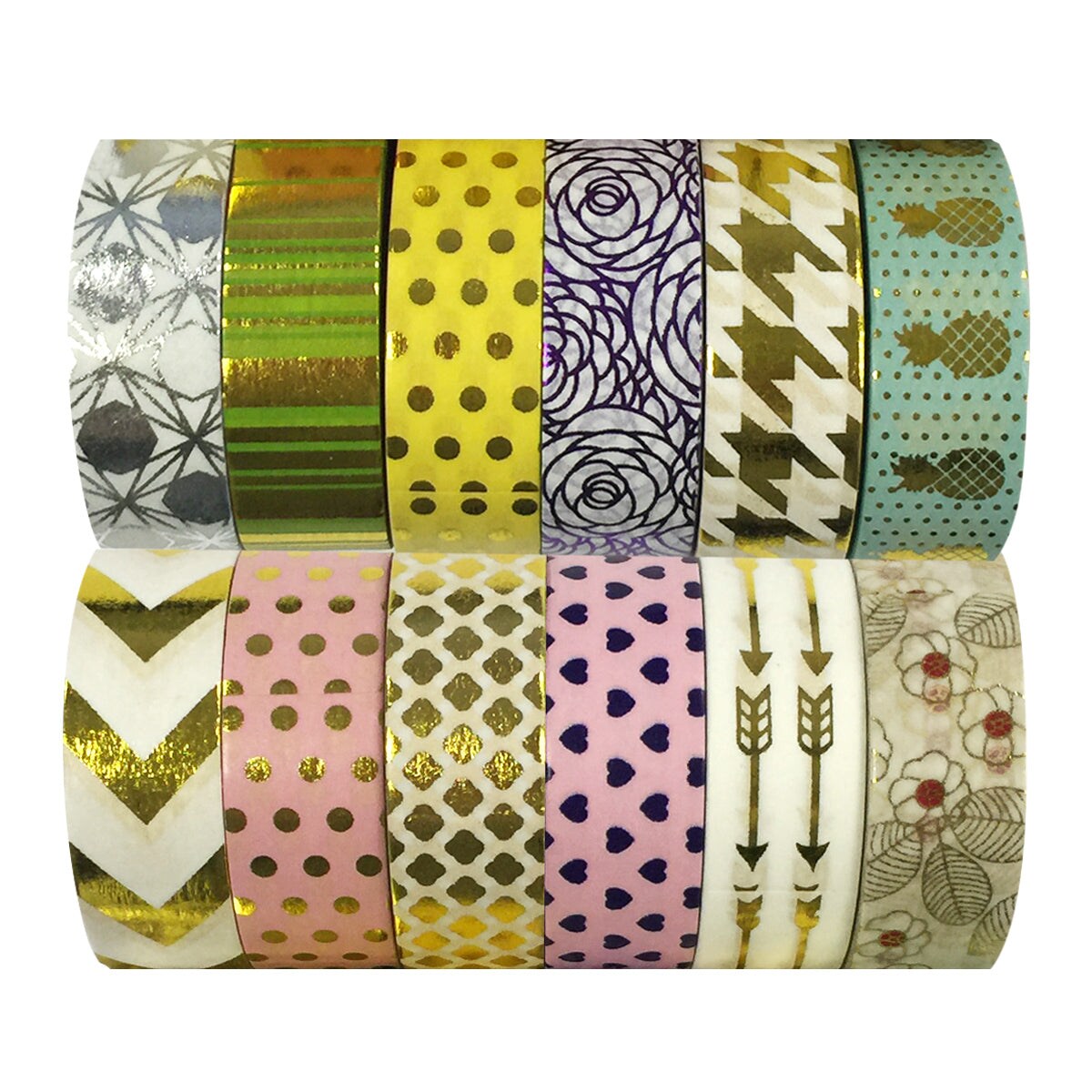 Wrapables Washi Tapes Decorative Masking Tapes, Set of 12, ADSET60