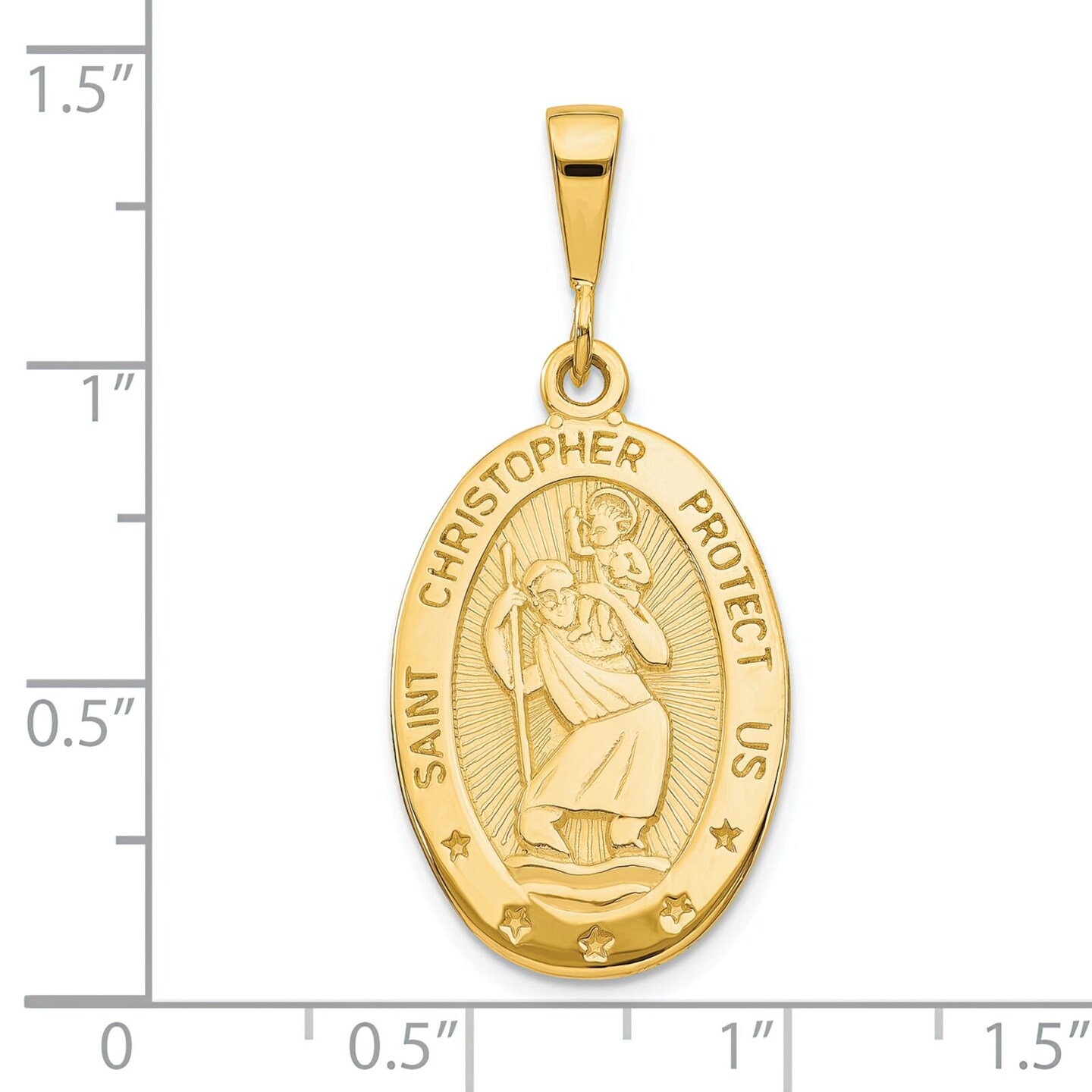 10K Yellow Gold St Christopher Protect Us Oval Medal