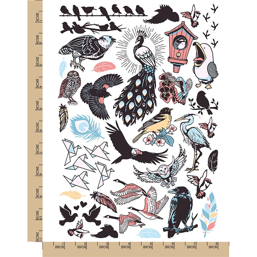 Birds Feathers Hawks Ravens Temporary Tattoo Water Resistant Fake Body Art Set Collection