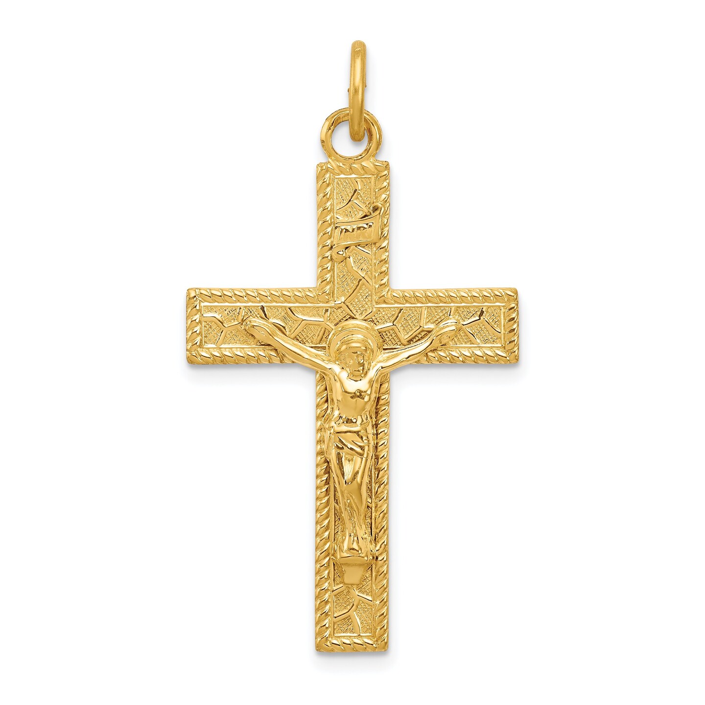 Silver Gold Plated INRI Crucifix Pendant Jewerly 72.8mm x 39.8mm