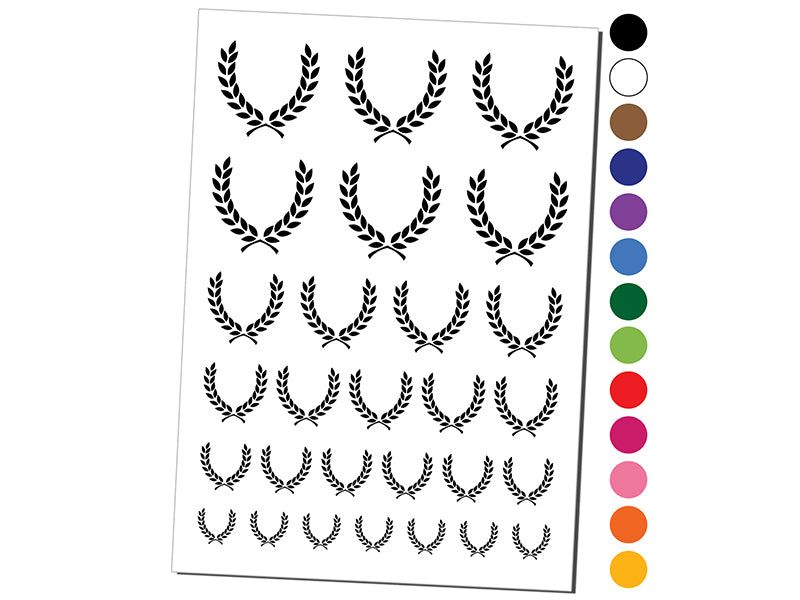 Wreath Laurel Branch Frame Temporary Tattoo Water Resistant Fake Body Art Set Collection