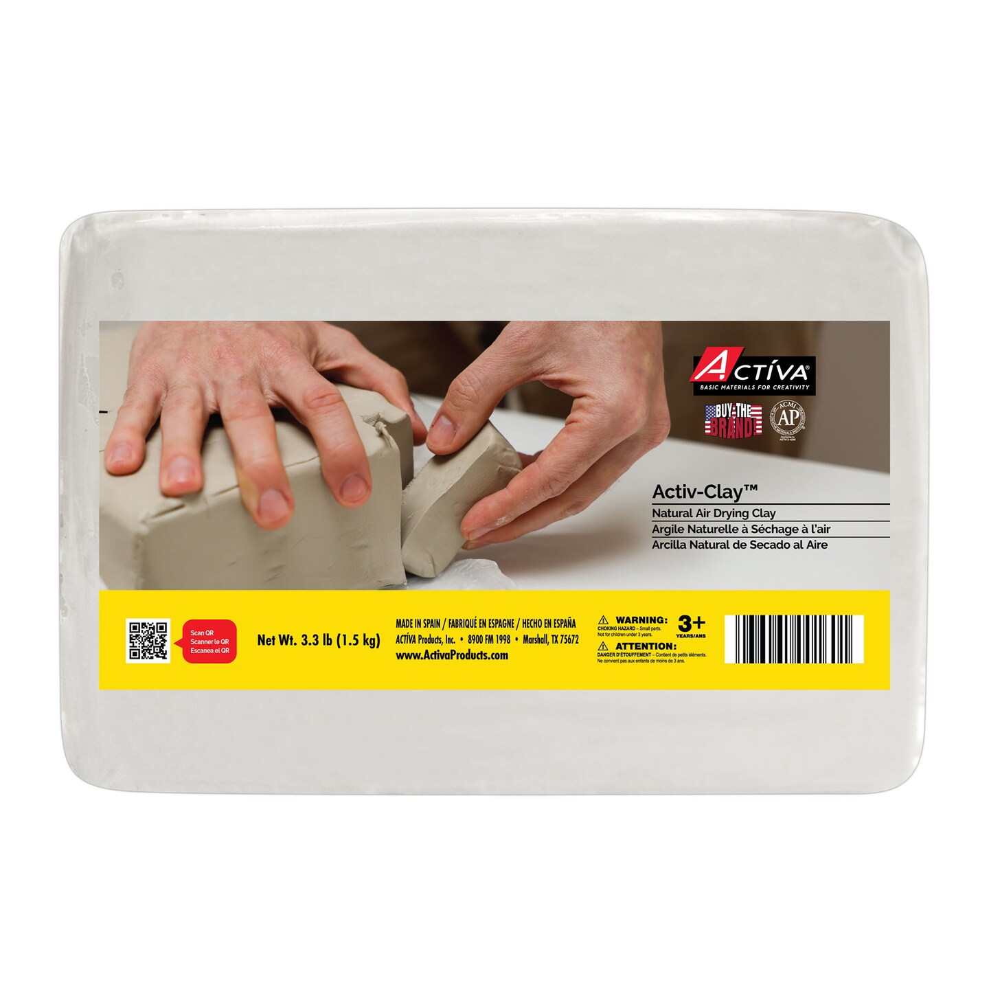 Activa Activ-Clay Extra White Air Drying Clay, 3.3 lb (1.5 kg)