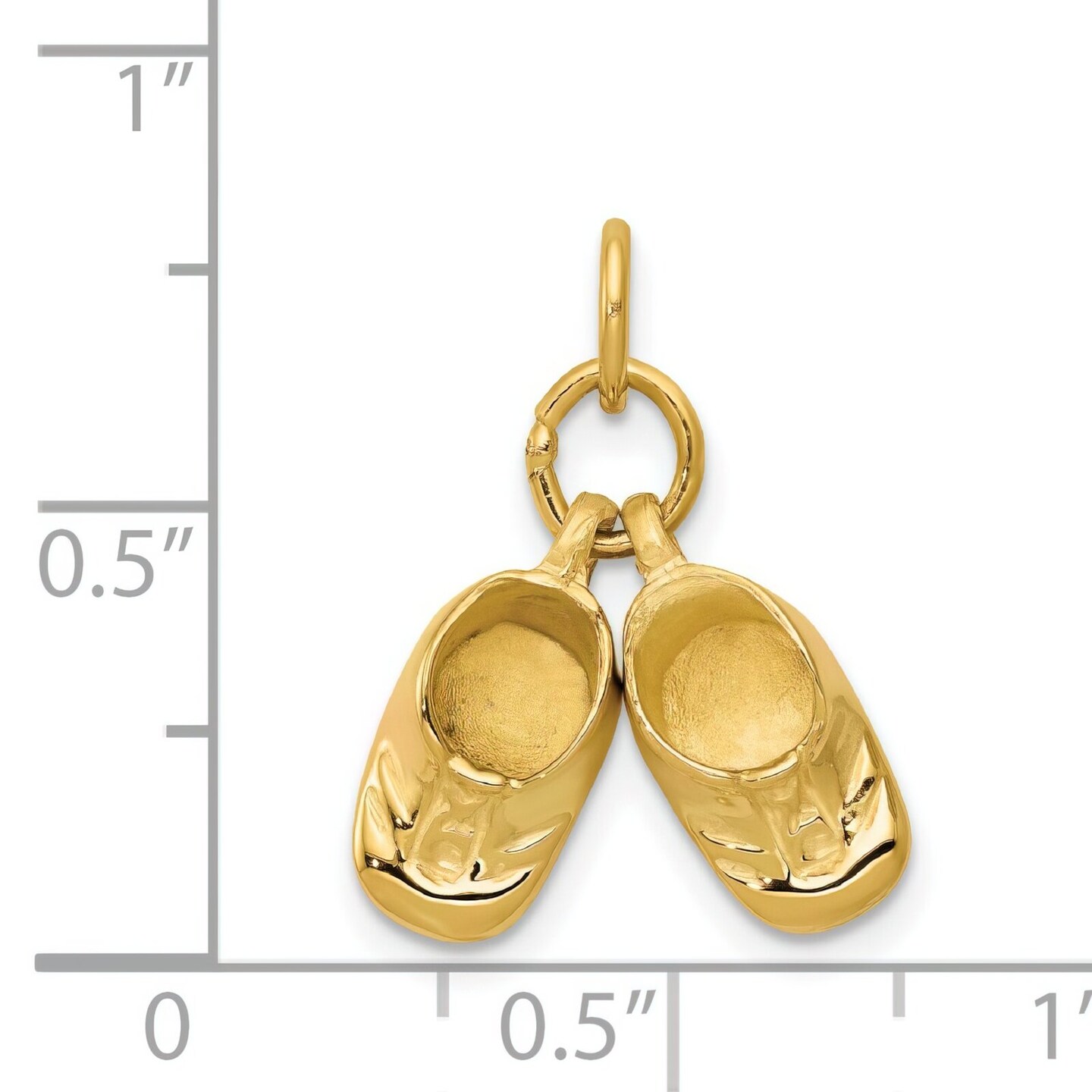 14K Gold Baby Shoes Charm Family Pendant Jewelry New 15 X 15mm