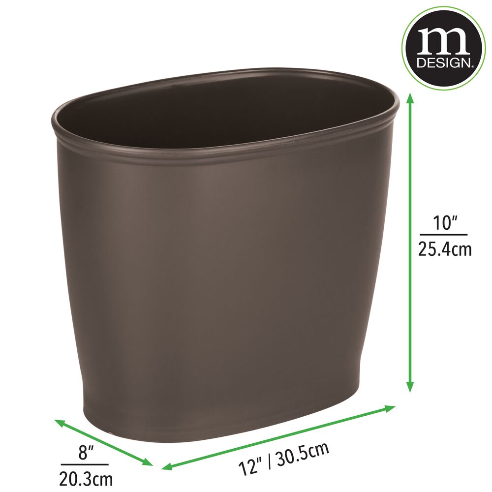 mDesign Small Plastic Oval Trash Can Garbage Wastebasket