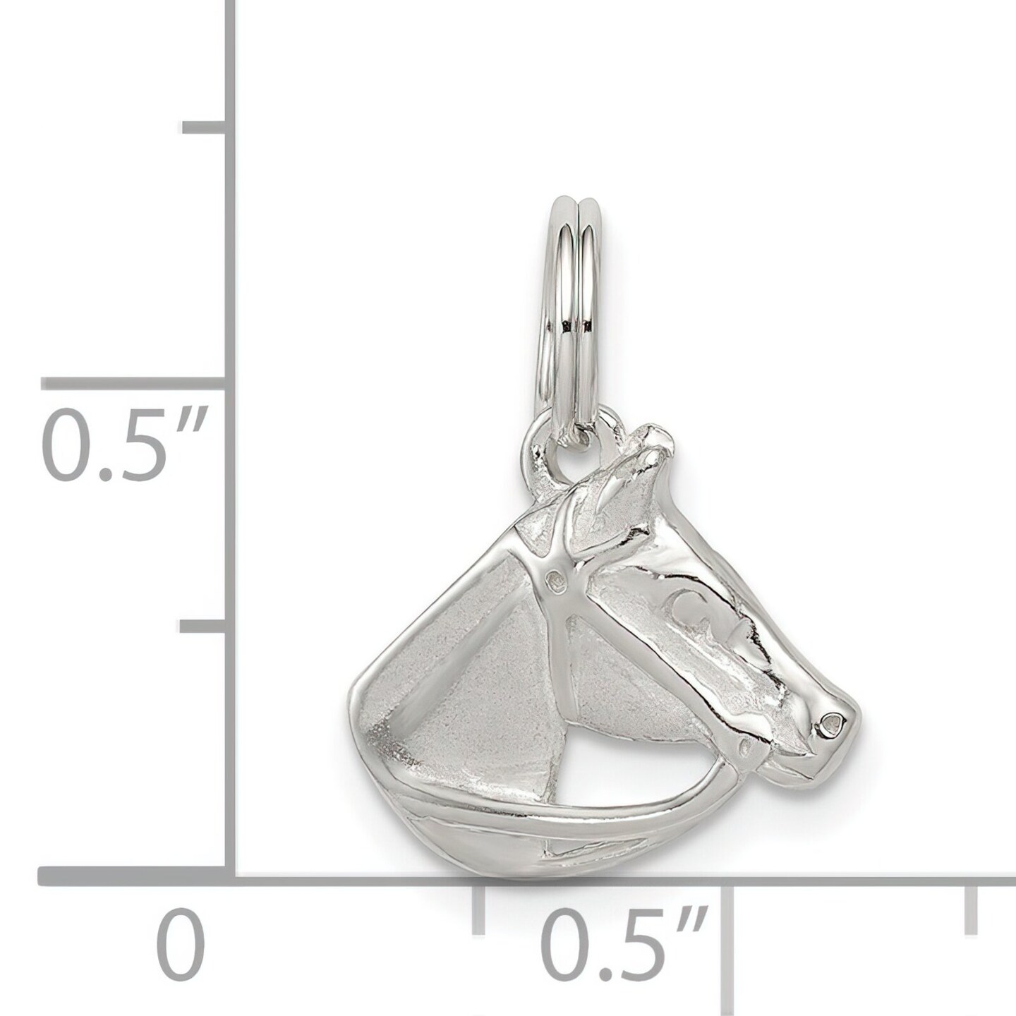 Sterling Silver Horse Head with Bridle Charm Pendant Jewerly 13mm x 14mm