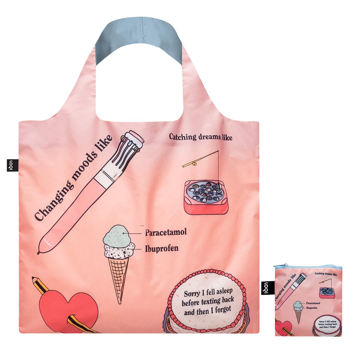 LOQI Artist Giulia Hartz Reusable Shopping Bag, One Size, Pattern