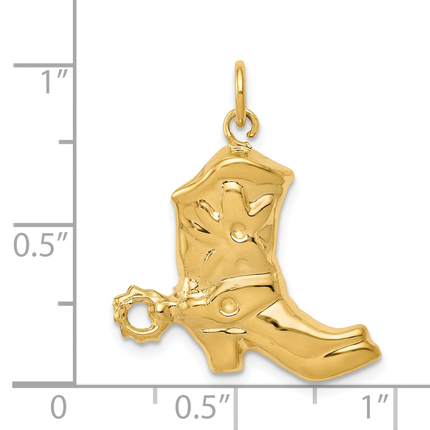 14K Yellow Gold Cowboy Boot & Spur Charm FindingKing Jewerly 25mm x 21.5mm