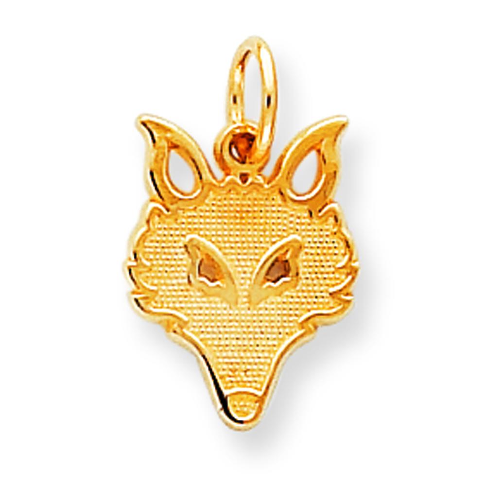 10K Yellow Gold Fox Charm Polished Pendant Jewelry 20mm x 11mm