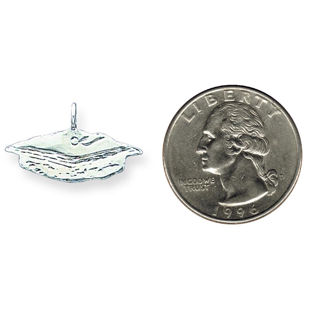 Sterling Silver Graduation Cap Charm Pendant Jewelry 14mm x 23mm