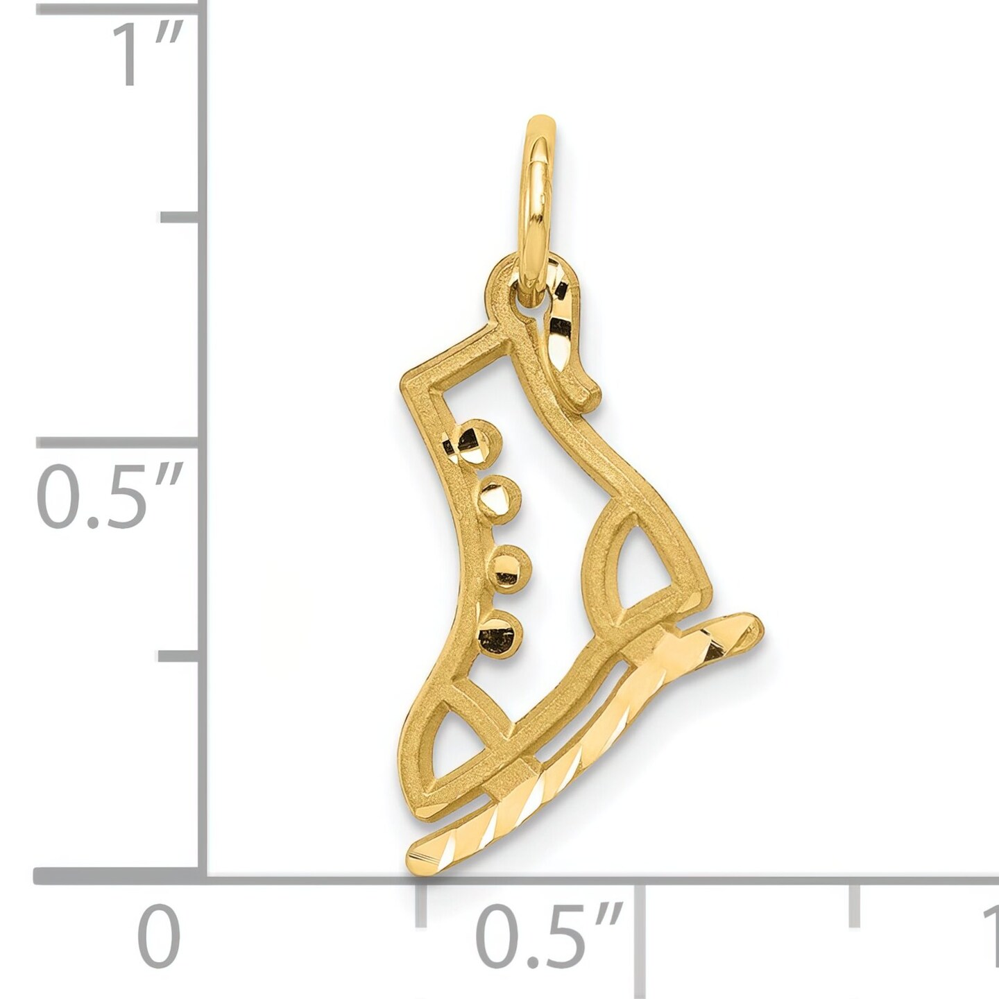 10K Yellow Gold Ice Skate Charm Diamond-Cut Skating 20 X 11mm Jewerly