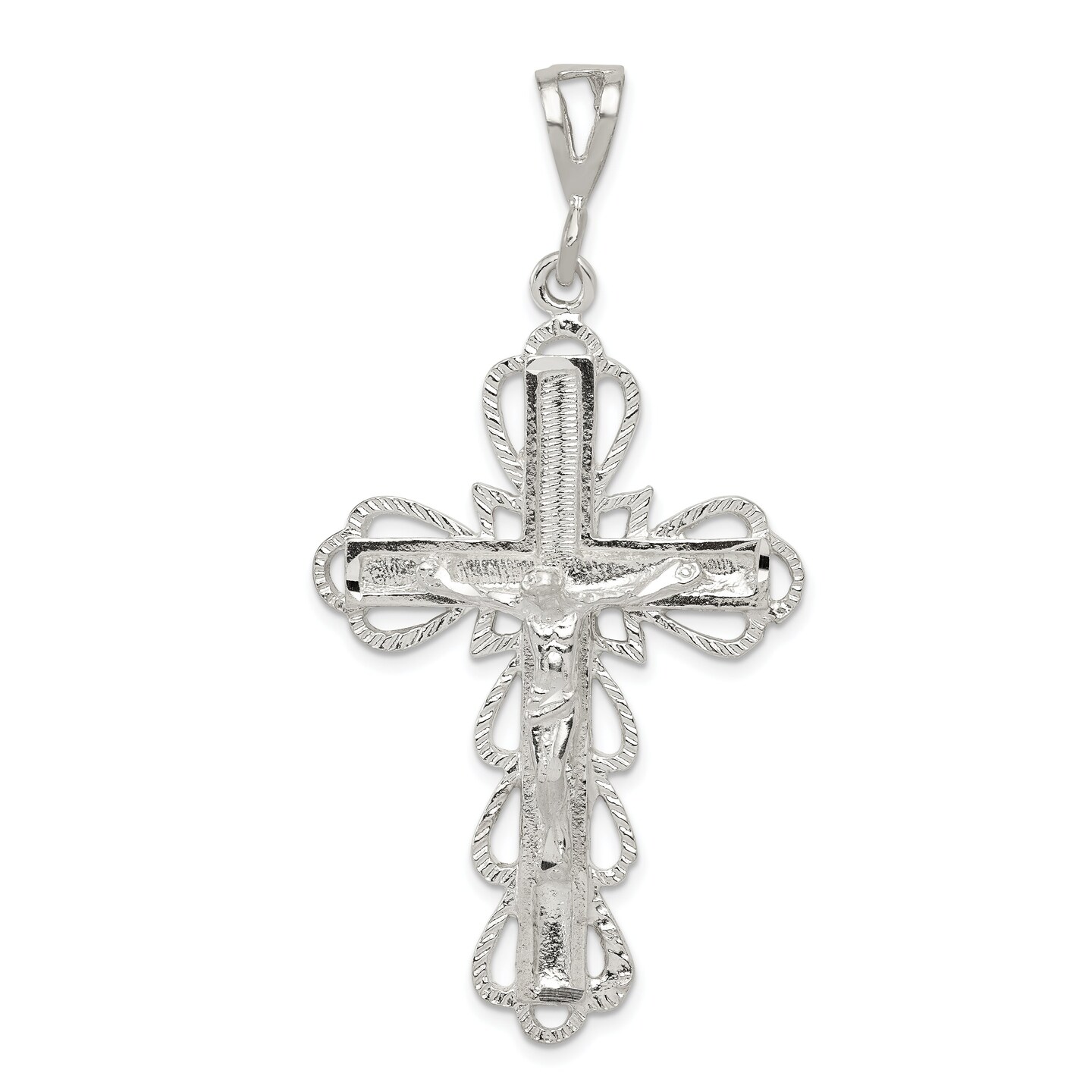 Sterling Silver Crucifix Pendant Religious Jewelry 60.2mm x 30.2mm