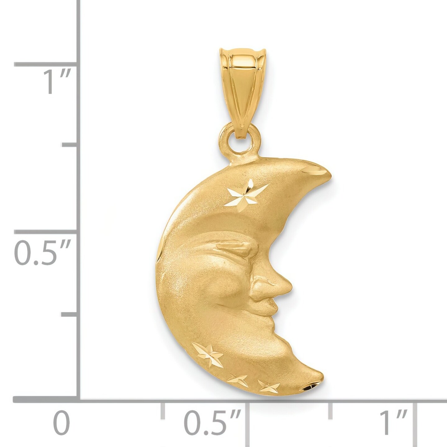 14K Yellow Gold Crescent Moon Charm Pendant FindingKing 28 X 14mm Jewerly