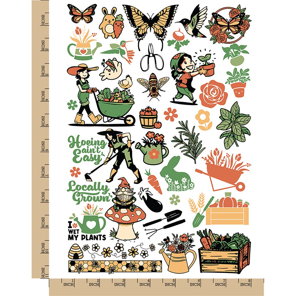 Garden Plants Flowers Vegetables Temporary Tattoo Water Resistant Fake Body Art Set Collection