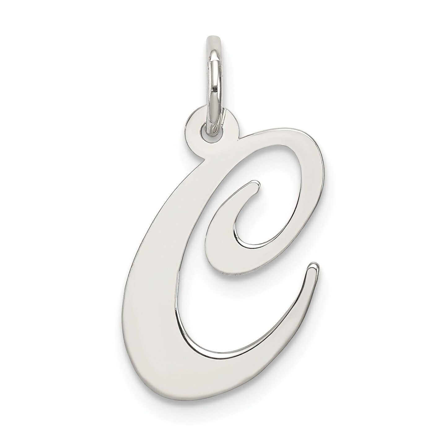 Sterling Silver Medium Script Initial Letter C Charm Jewerly 18mm x 13mm