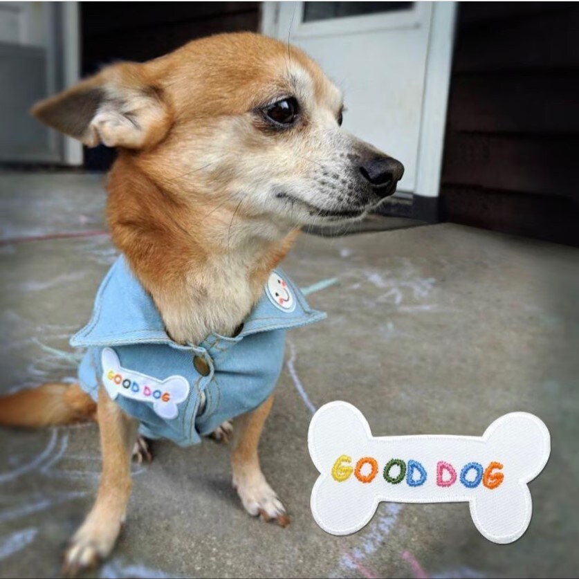 Good Dog Bone, Embroidered, Iron on Patch