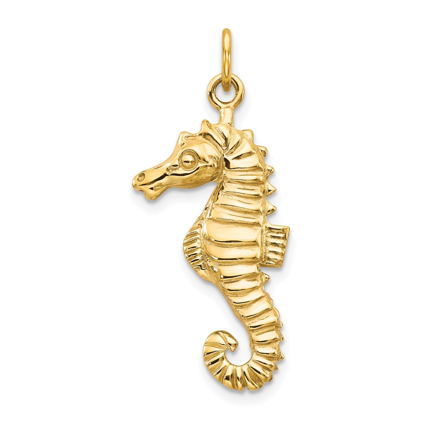 14K Yellow Gold Seahorse Charm Ocean Pendant Jewelry 32mm x 13mm