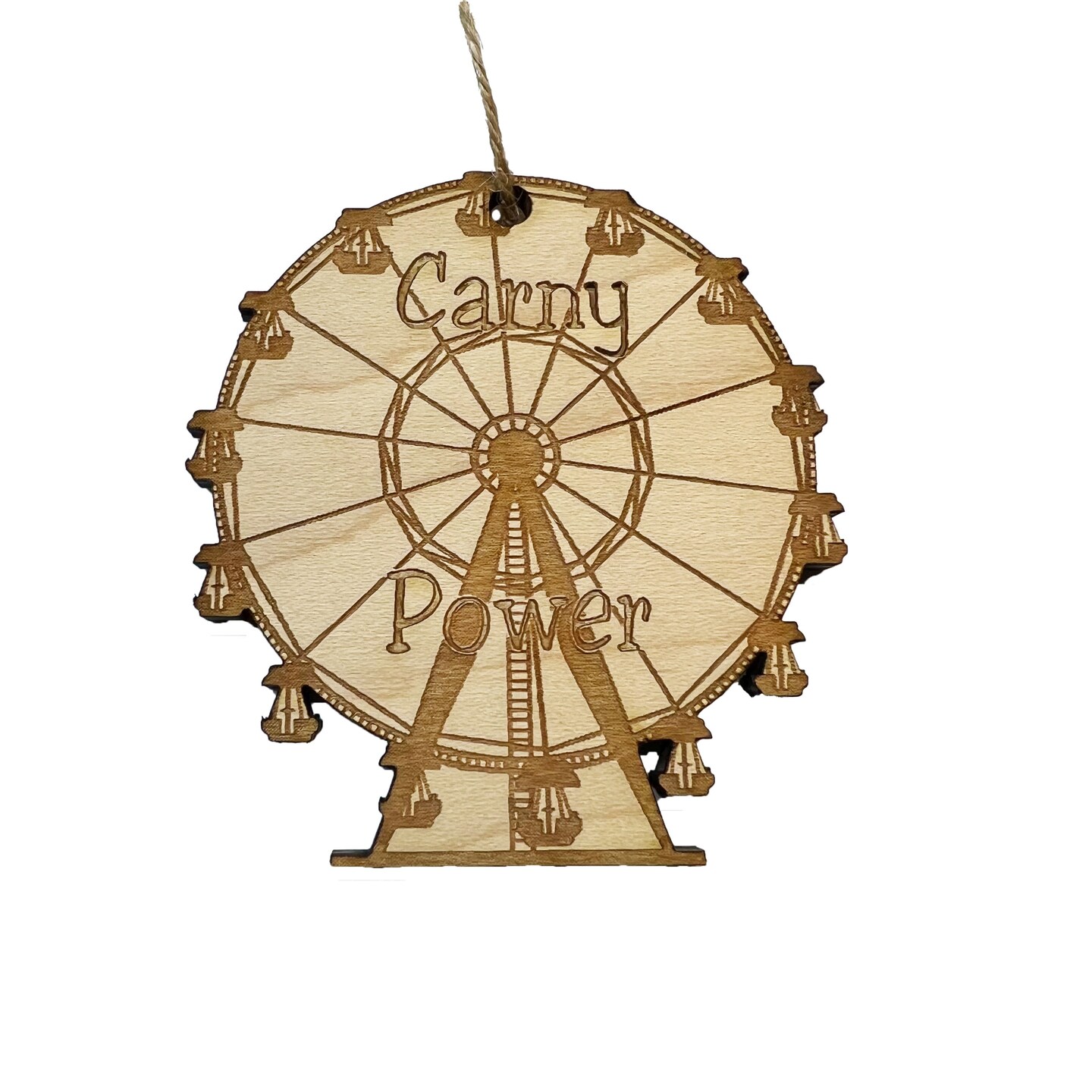 Ornament - Carny Power - Raw Wood Maple Ornament - Carny Power - Raw Wood Maple