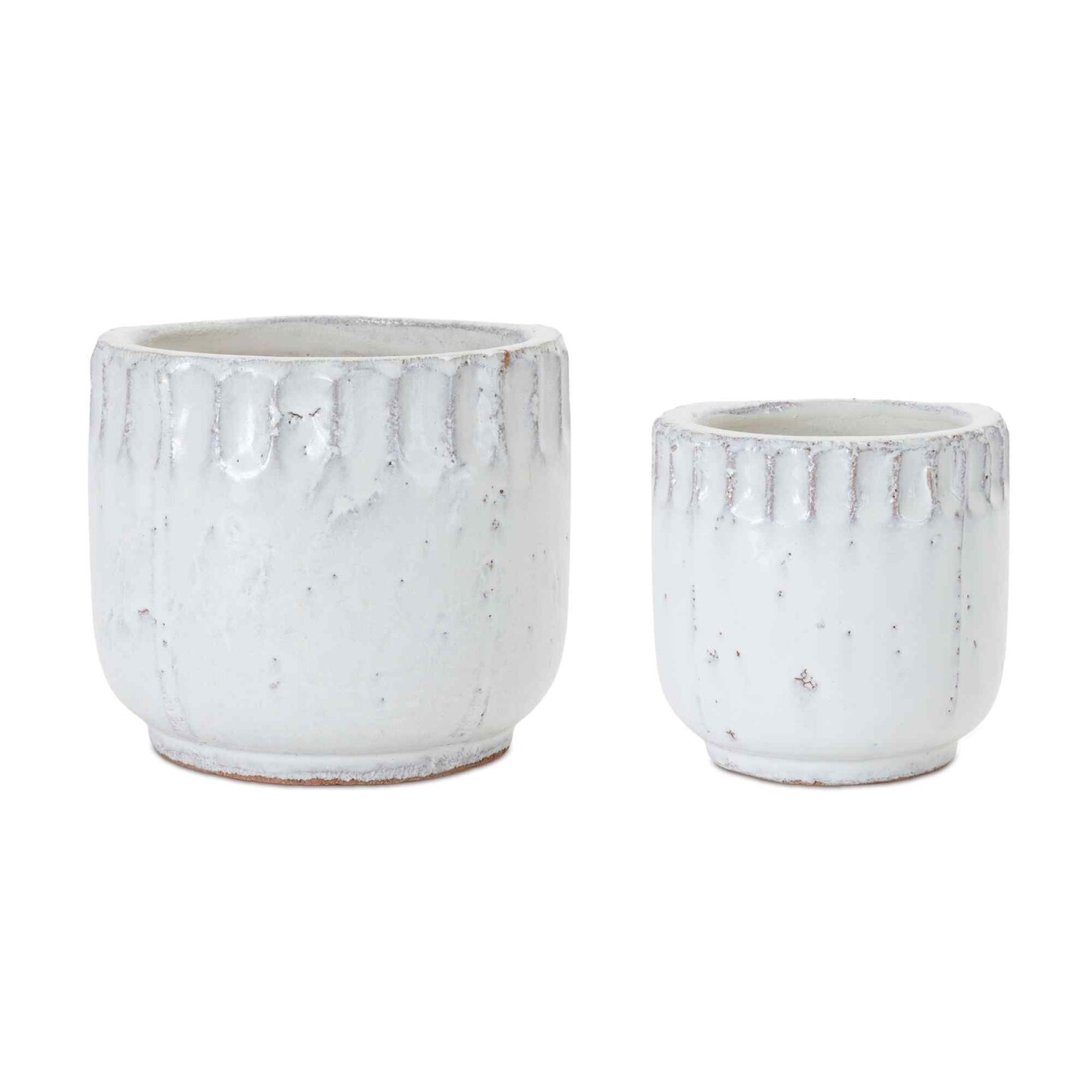 Melrose Distressed Pot Planters - 5.5&#x22; - White and Gray - Set of 2