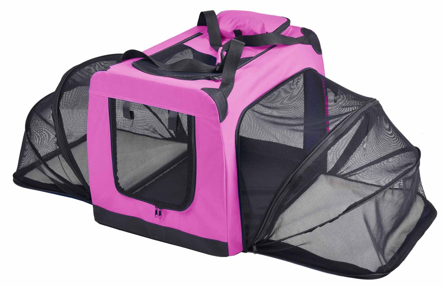 Pet Life Hounda Accordion Metal Framed Collapsible Expandable Pet Dog Crate, XL, Pink