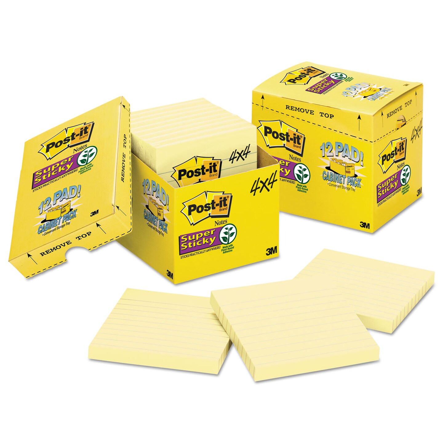Post-it Pads in Canary Yellow Cabinet Pack Note Ruled 4 x 4 90 Sheets/Pad  12 Pads/Pack