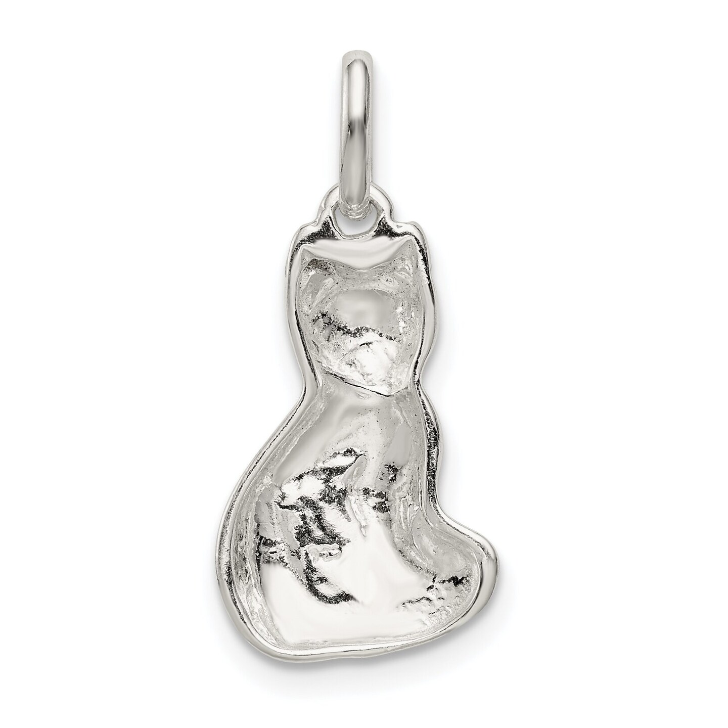 Sterling Silver Cat Charm Pendant Kitty Jewelry 18mm x 11mm