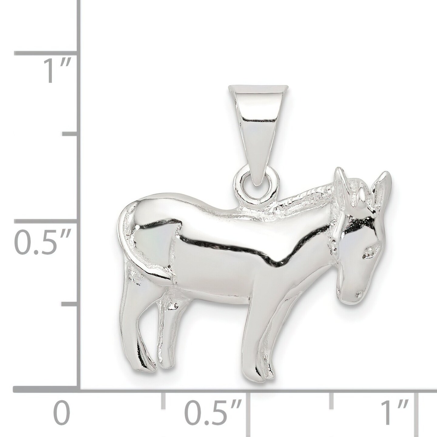 Sterling Silver Donkey Pendant Charm Animal Jewelry 20mm x 21mm