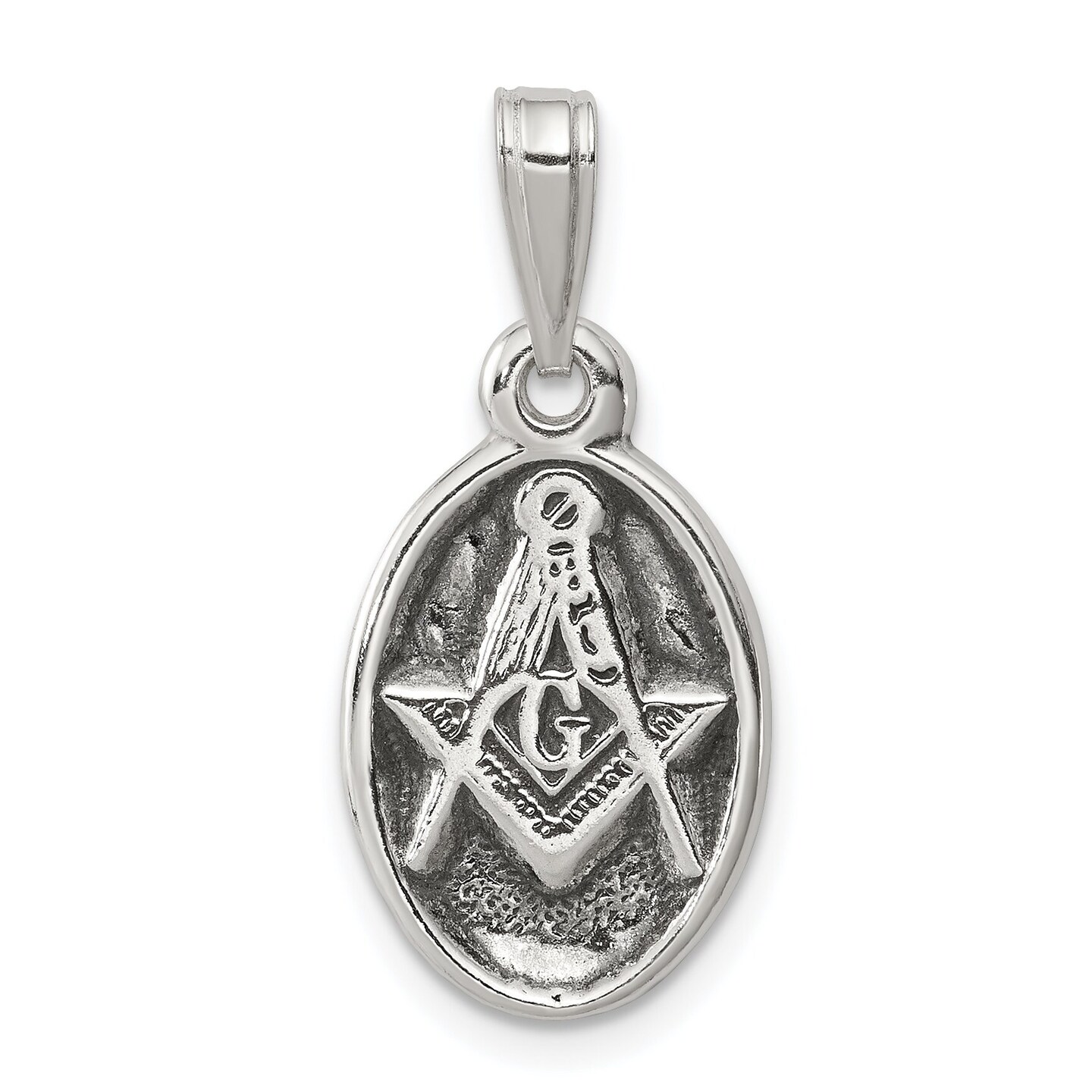 Sterling Silver Antiqued Masonic Charm Freemason Jewerly 20mm x 12mm